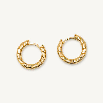 Minimalist Croissant 14k Gold Plated Hoop Earrings, 8 of 8