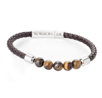 Personalised Mens Woven Tiger's Eye Bracelet, 4 of 6