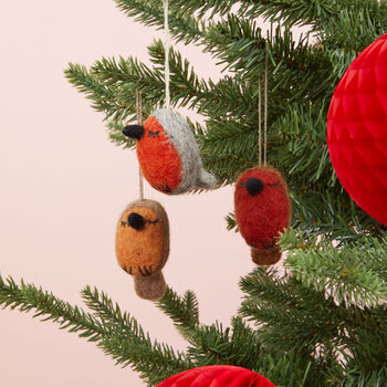 Felt Robin Christmas Tree Hanging Decorations, 2 of 4