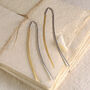 18kt Rose/Gold Plated Silver Minimal Bar Drop Earrings, thumbnail 2 of 4