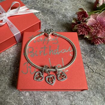 13th Birthday Charm Personalised Silver Bracelet Gift, 5 of 8