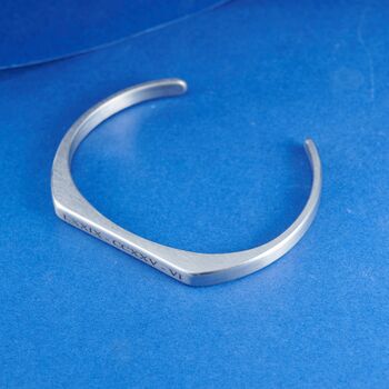 Silver Open Cuff Bangle, Engraved Bracelets For Men And Women, 7 of 10