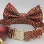 Red And Gold Holly Christmas Dog Bow Tie, thumbnail 8 of 12