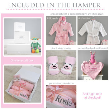 Personalised Dressing Gown And Blanket Baby Girl Hamper, 5 of 12