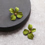 Green Hand Painted Flower Shaped Earrings, thumbnail 3 of 3