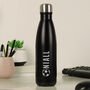 Personalised Football Black Metal Insulated Drinks Bottle, thumbnail 1 of 5