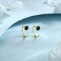 Genuine Black Onyx Huggie Hoop Earrings In Sterling Silver, thumbnail 5 of 11