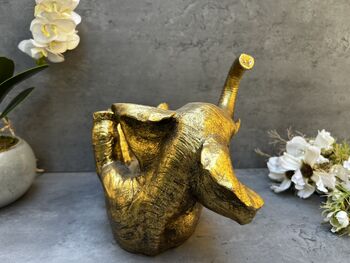 Drunken Elephant Wine Bottle Holder In Aged Gold Gift, 4 of 12