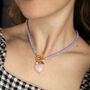 Blue Agate Bead And Rose Quartz Heart Necklace, thumbnail 3 of 6