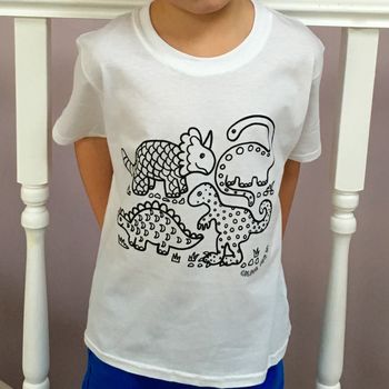Personalised Colour In Childrens Dinosaur T Shirt, 2 of 5