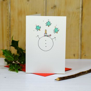 Personalised 'Juggling Snowman' Handmade Card, 6 of 10