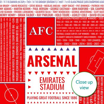 Personalised Arsenal Football Print, 3 of 6