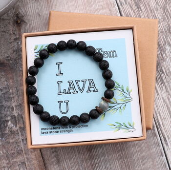 Handmade Personalised Lava Stone Bracelet For Men, 6 of 8