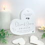 Personalised Wedding Script Text White Freestanding Heart, thumbnail 1 of 6