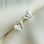 Sterling Silver Tiny Butterfly Stud Earrings, thumbnail 2 of 6