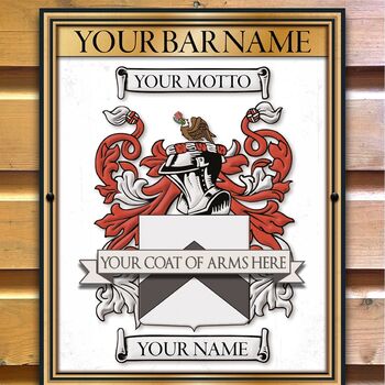 Coat Of Arms Family Crest Bar Sign, 6 of 12
