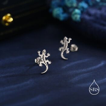 Sterling Silver Salamander Stud Earrings, 4 of 12