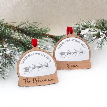 Personalised Snow Globe Style Christmas Bauble, 2 of 6
