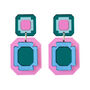 Large Gem Statement Earrings Teal, thumbnail 2 of 3