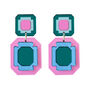 Large Gem Statement Earrings Teal, thumbnail 2 of 3