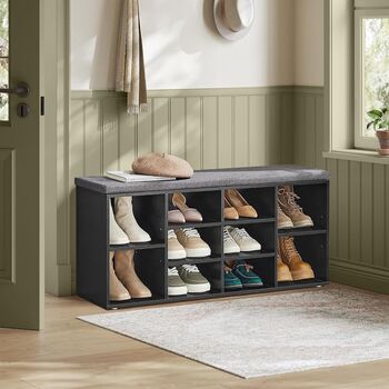 Ten Compartment Shoe Rack With Cushion Storage, 4 of 11