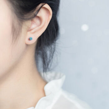 Sterling Silver Crystal Covered Ball Stud Earrings, 2 of 4