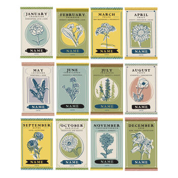 Vintage Seeds Family Birthflowers Print, 6 of 7