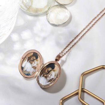 Large Personalised 18 K Rose Gold Plated Oval Locket, 5 of 12