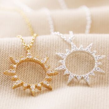 Crystal Sunburst Pendant Necklace, 2 of 11