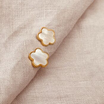 Mother Of Pearl Clover Earrings, 2 of 3