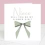 Will You Be My Flower Girl Personalised Bow Card, thumbnail 2 of 5