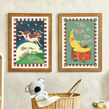 The Cow Jumped Over The Moon Vintage Nursery Print, 5 of 12