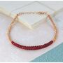Ruby July Birthstone Silver And Gold Friendship Bracelets, thumbnail 4 of 5