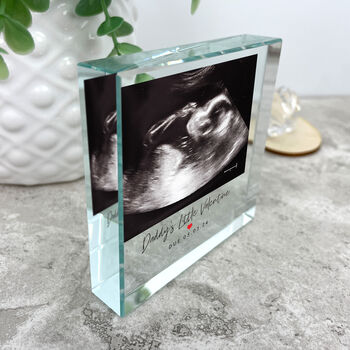 Personalised Baby Scan Red Heart Photo Crystal Token, 4 of 6