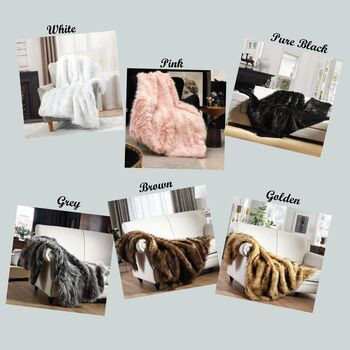 125 X 150cm Luxury Plush Faux Fur Fluffy Throw Blanket, 7 of 10