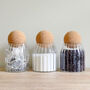 Cork Ball Ribbed Glass Storage Jar With Personalised Waterproof Label, thumbnail 8 of 10