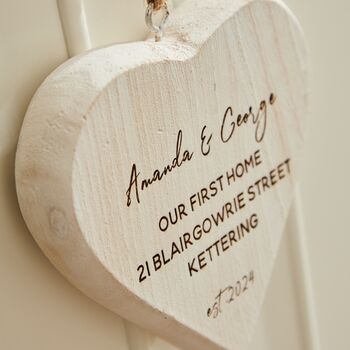 Personalised New Home Wooden Hanging Heart, 2 of 4