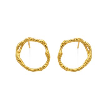 Gold Organic Branch Loop Earrings, 2 of 3