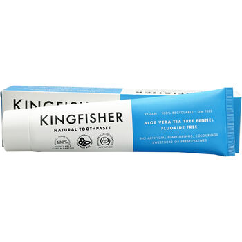 Kingfisher Aloe Vera, Tea Tree And Fennel Toothpaste Fluoride Free 100ml Pack Of Four, 2 of 3