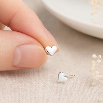 Sterling Silver Heart Stud Earrings – 4mm, 8 of 8