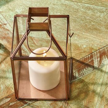 Copper Finish Glass Candle Holder Table, 2 of 3