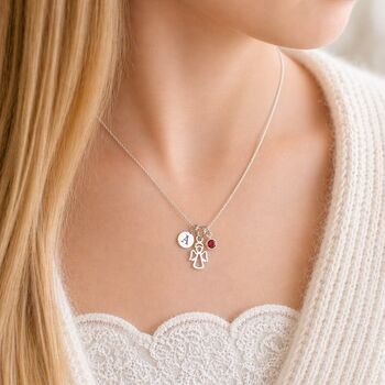 Girl's Sterling Silver Guardian Angel Necklace, 2 of 10