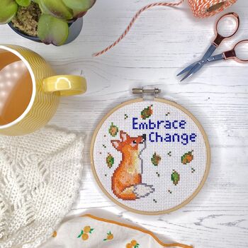 Embrace Change Fox Cross Stitch Kit, 3 of 7