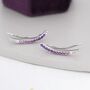 Ombre Amethyst Purple Crawler Earrings Sterling Silver, thumbnail 4 of 9