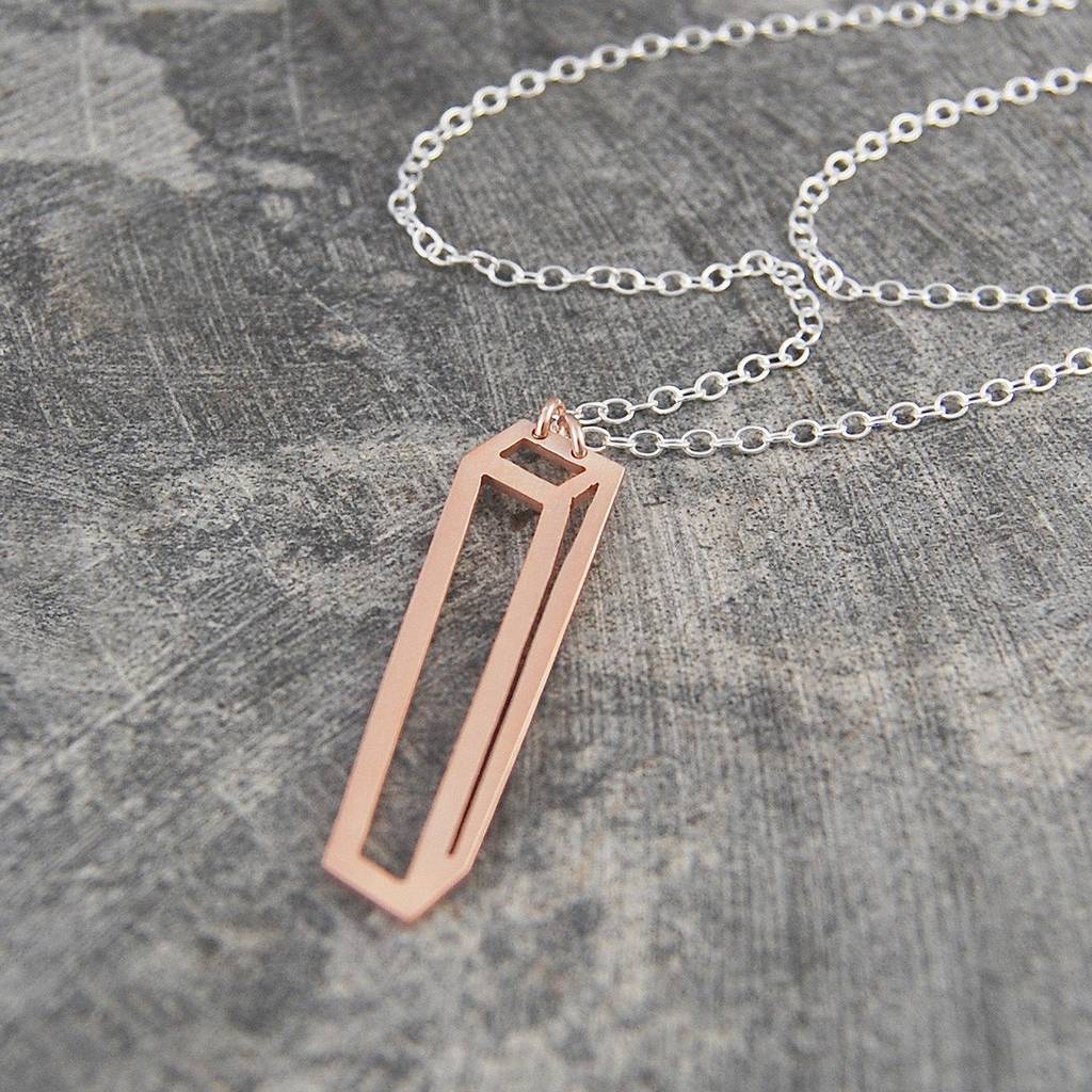 Rectangular Geometric Silver Pendant By Otis Jaxon
