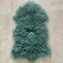 Curly Teal Tibetan Sheepskin Rug, thumbnail 1 of 4