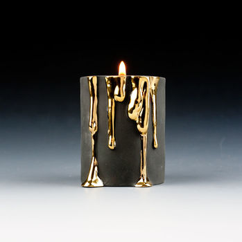 Black Candle Holders With Dripping Gold, 4 of 12