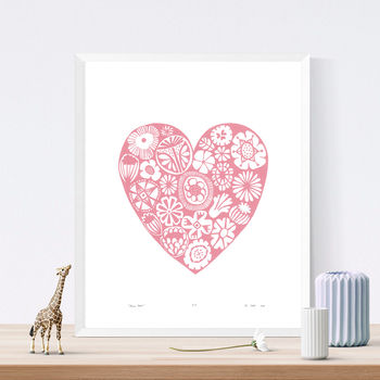 'Flower Heart' Print In Rose Quartz Framing Available, 2 of 4