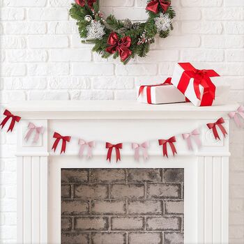 Pink And Red 3D Bow Christmas Garland Two.5m, 2 of 2