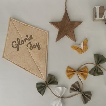 Ochre Brown Green Cream Kite Decor, Script Font Name, 8 of 12